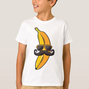 Camiseta Banana Mustache Óculos escuros enfrentam Fruta Leg