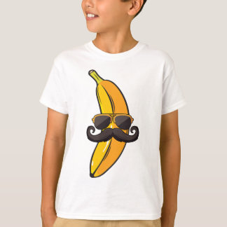 Camiseta Banana Mustache Óculos escuros enfrentam Fruta Leg