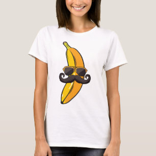 Camiseta Banana Mustache Óculos escuros enfrentam Fruta Leg