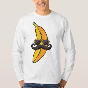 Camiseta Banana Mustache Óculos escuros enfrentam Fruta Leg