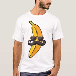 Camiseta Banana Mustache Óculos escuros enfrentam Fruta Leg