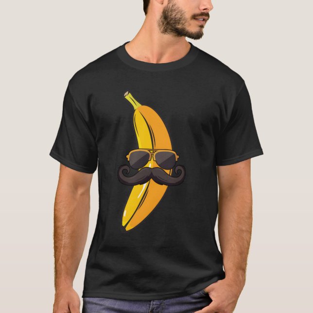 Camiseta Banana Mustache Sunglasses Face Fruit Banana (Frente)