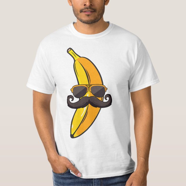 Camiseta Banana Mustache Sunglasses Face Funny Fruit Cool B (Frente)