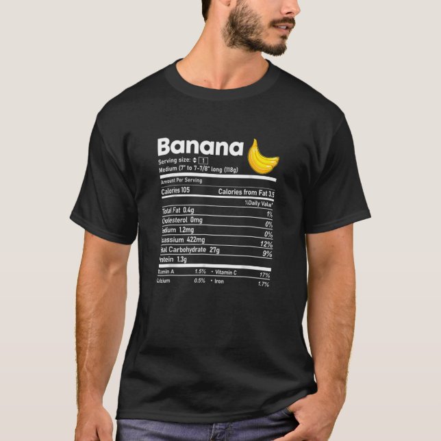 Camiseta Banana Nutrition Facts Graças à Comida de Natal (Frente)