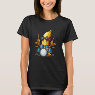 Camiseta Banana Óculos-de-sol Tocando Tambor Engraçado Frut