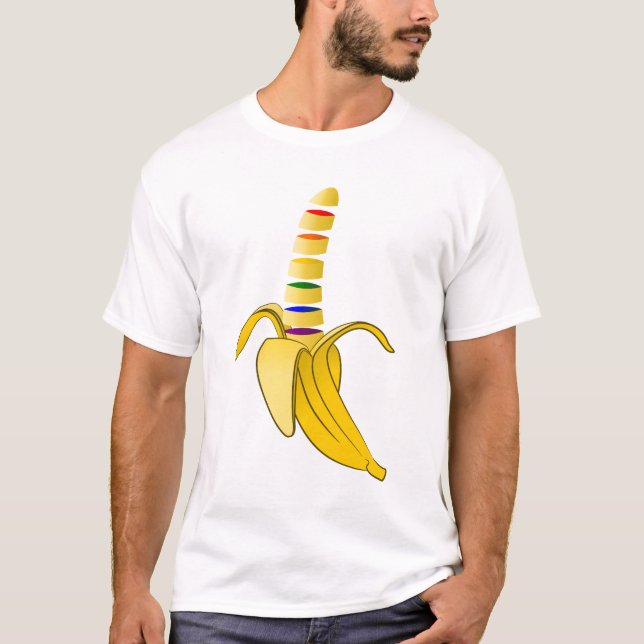 Camiseta Banana Orgulho gay Flag Design (Frente)