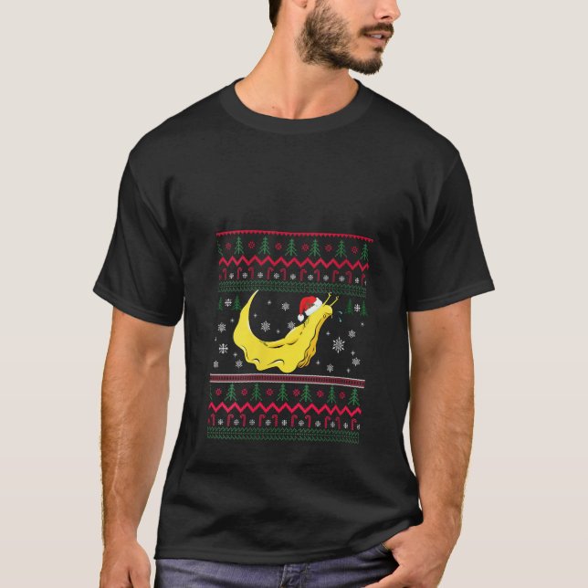Camiseta Banana Slug Santa Claus Ugly Christmas Pattern Hol (Frente)