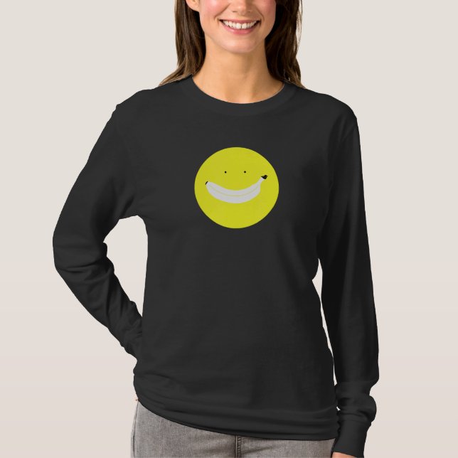 Camiseta Banana sorri Face Feliz Fruta Engraçado Prazer (Frente)
