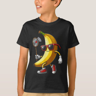 Camiseta Banana Sungs Jogando Badminton Engraçado Fruta Esp