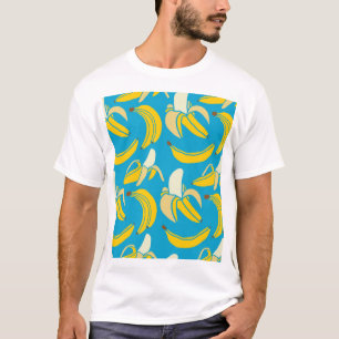 Camiseta Bananas amarelas, padrão de fundo azul