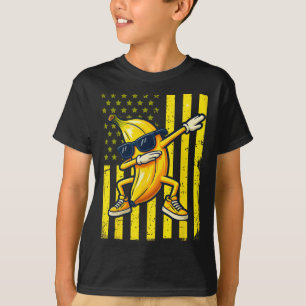Camiseta Bananas Gráficas Bandeira Americana Retrô Banana D