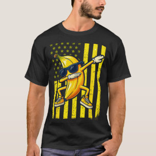 Camiseta Bananas Gráficas Bandeira Americana Retrô Banana D