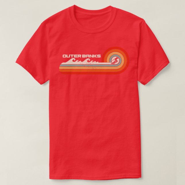 Camiseta Bancos Exteriores Retro Surfer Surfing Beach Ocean (Frente do Design)