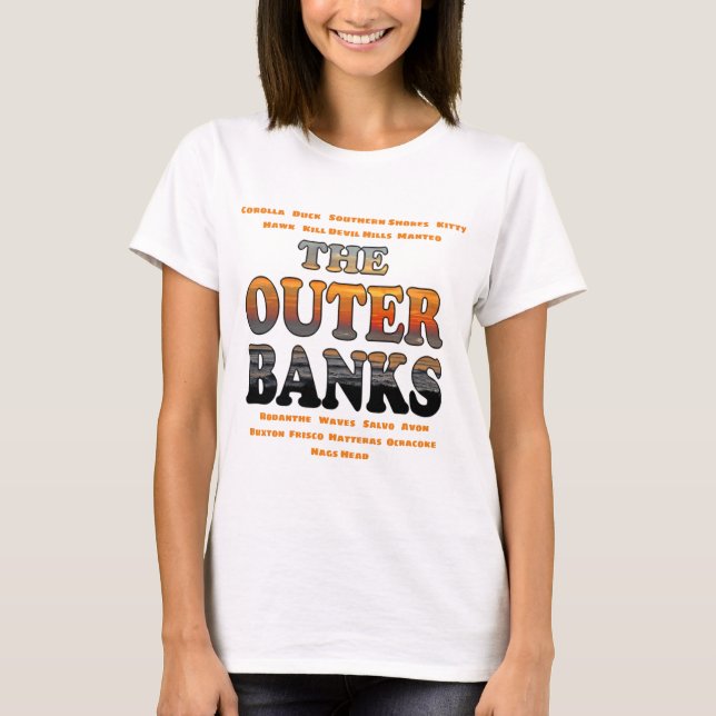 Camiseta Bancos Exteriores Texto Do Ressonância E Cidades O (Frente)