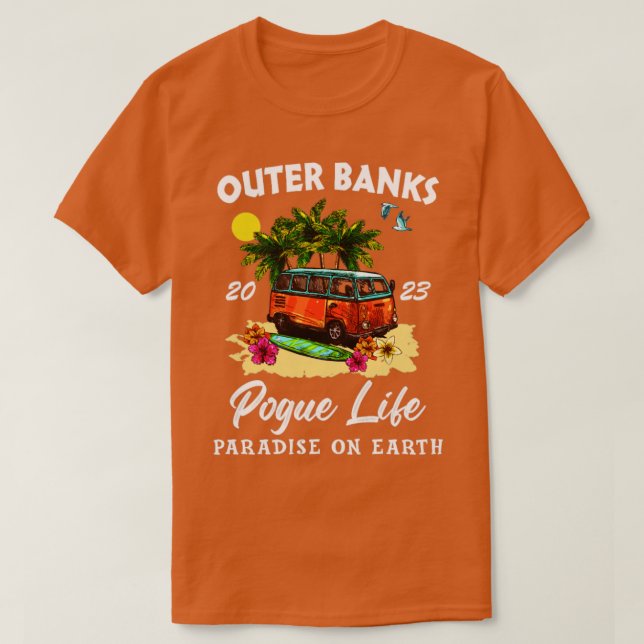 Camiseta Bancos Externos Pogue Life Paradise On Earth 2023 (Frente do Design)