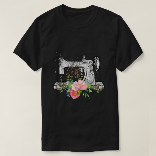 Camiseta Bancutoz Vintage Sewing Machine Artesanato Sew (Frente do Design)