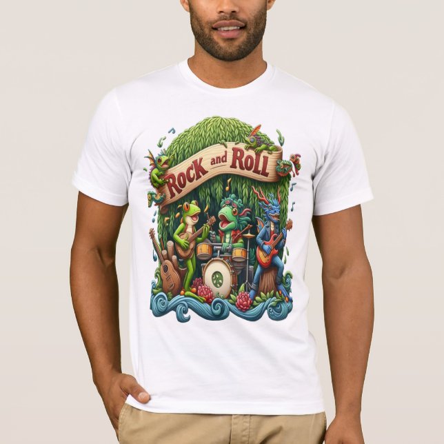 Camiseta Banda anfíbia esmagando num pântano com violões (Frente)