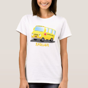 Camiseta Banda branca e feliz de ônibus escolar amarelo