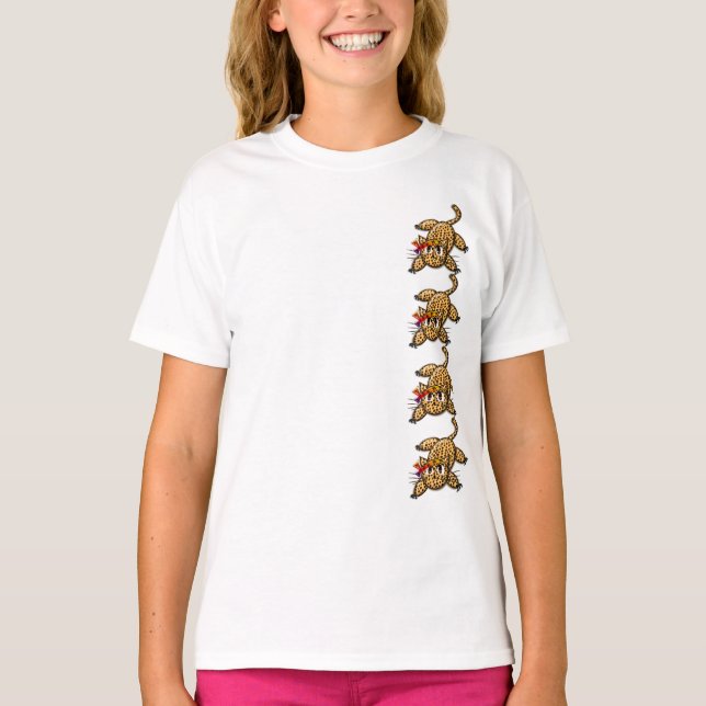 Camiseta Banda da Cabeça Arco-Íris do Gatinho Leopardo Ultr (Frente)
