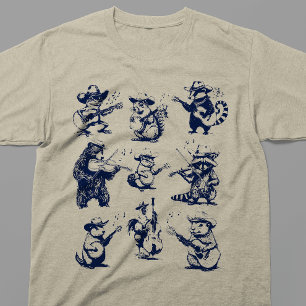 Camiseta Banda de Bluegrass Animais Cowboy Música Country