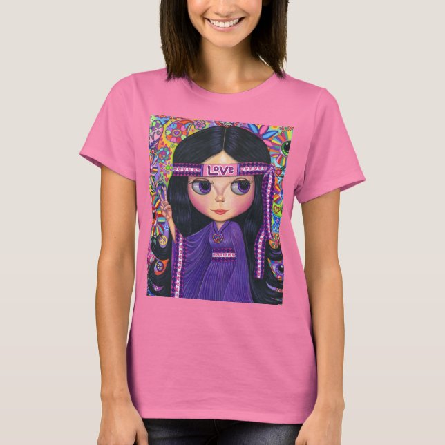 Camiseta Banda de Cabeçalho Hippie Girl Dolly Purple Psyche (Frente)