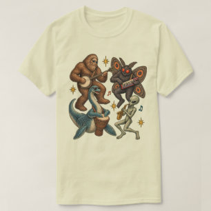 Camiseta Banda de Criptozoários Bigfoot Loch Ness Monster M