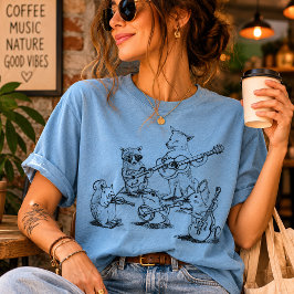 Camiseta Banda de Folk Acústico de Animais da Floresta Vint