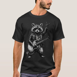 Camiseta Banda de Música de Rock Divertida Guaxinim Tocando