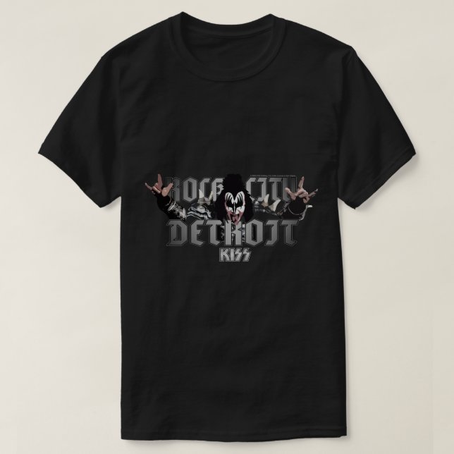 Camiseta Banda de Rock Legendário da cidade de Detroit, KIS (Frente do Design)