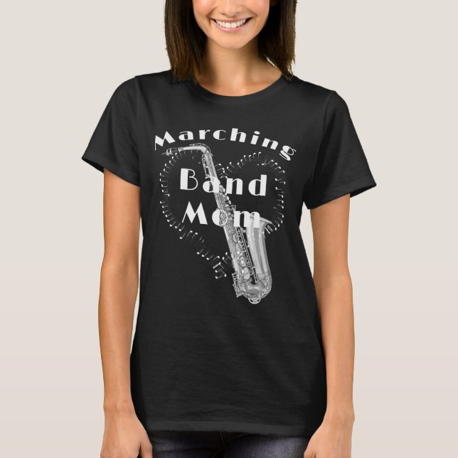 Camiseta Banda Engraçada Saxofone Marching Mãe (Frente)