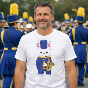 Camiseta Banda Marcial de Coelho Saxofone Azul Dourado