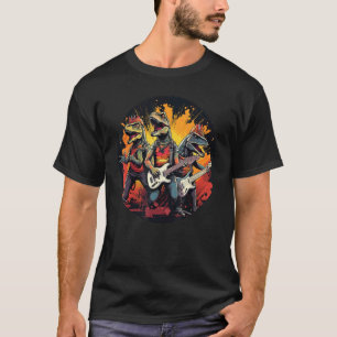Camiseta Banda Musical de Dinossauros para Música e T Rex