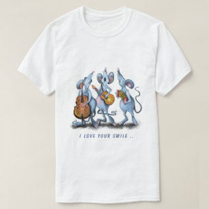 Camiseta Banda Romântica Engraçada Do Mouse - Adicione Se