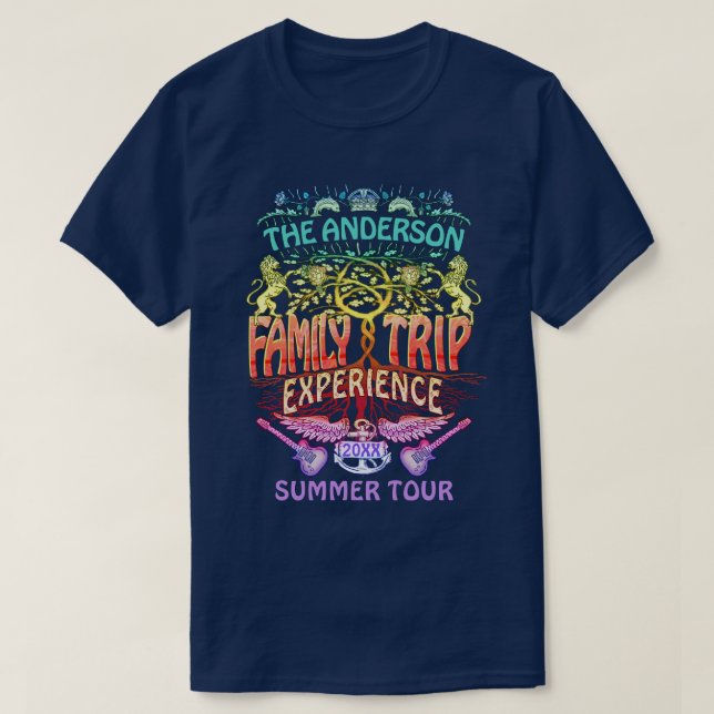 Camiseta Banda Trip da família Retro 70s Concert Logo Neon (Frente do Design)