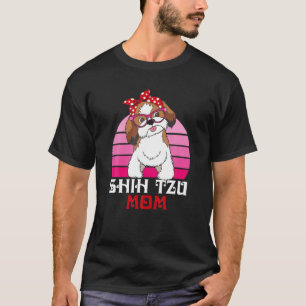 Camiseta Bandana Sunglass Shih Tzu Mãe Filha Engraçada
