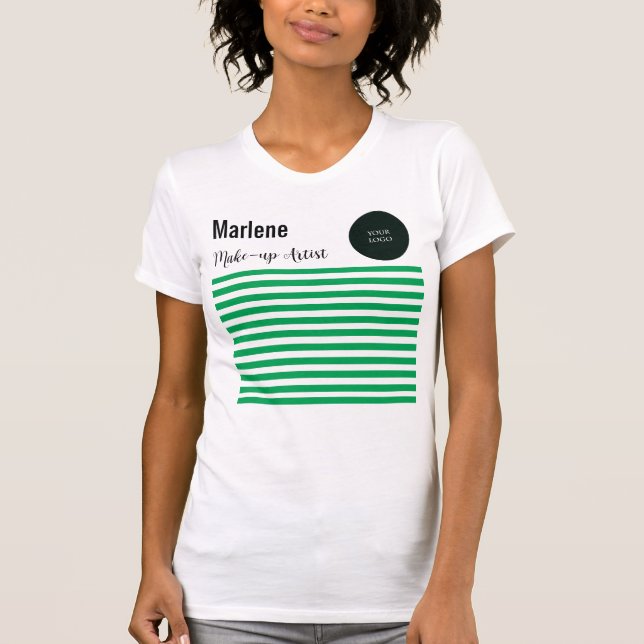 Camiseta Bandas verdes e brancas profissionais com logotipo (Frente)