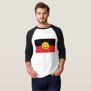 Camiseta Bandeira aborígene australiana com rosto de sorris