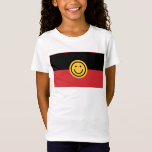 Camiseta Bandeira aborígene australiana com rosto de sorris