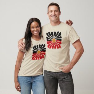 Camiseta Bandeira Aborígene Australiana, design de flor de 