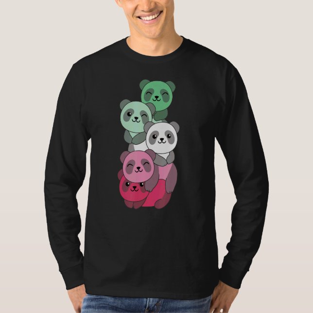 Camiseta Bandeira Abrosexual Orgulho Lgbtq Pandas Cute Abro (Frente)