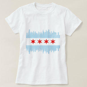 Camiseta Bandeira afligida da skyline de Chicago