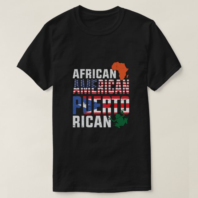 Camiseta Bandeira africana-americana e porto-riquenha (Frente do Design)