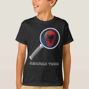 Camiseta Bandeira albanesa da impressão digital do toque