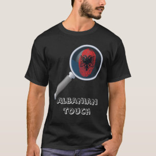 Camiseta Bandeira albanesa da impressão digital do toque