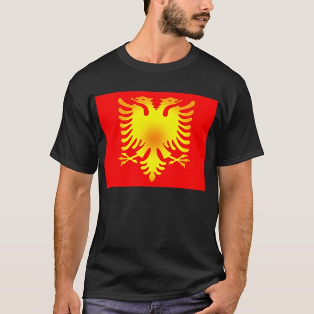Camiseta Bandeira albanesa de Eagle dourado (Frente)