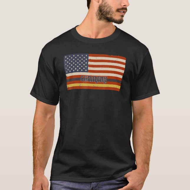 Camiseta Bandeira Alemã Americana Usa Alemanha Roots (Frente)