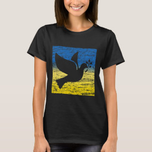Camiseta Bandeira Amarela Azul da Ucrânia Pombo Paz Ucrania