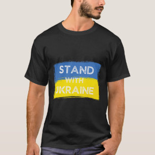 Camiseta Bandeira Amarela Azul Ucraniana Com Slogan Fique C