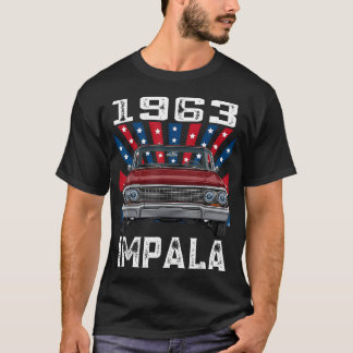 Camiseta Bandeira Americana 1963 63 Impala Músculo Old Scho