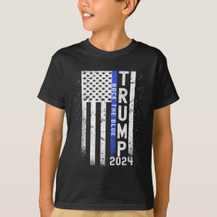 Camiseta Bandeira americana 2024 apoie o azul Linha azul 4